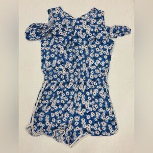 Joey B Blue Daisy Cold-Shoulder One-Piece Romper - Size XL